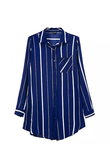 Bule And White Stripe Boyfriend Shirt