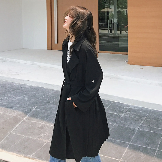 Seoulflash - Double-Breasted Trench Coat - Light Beige/One Size