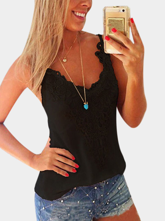 Black Backless Design V-neck Camis
