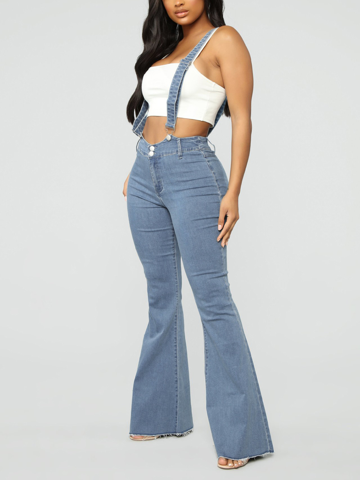 Demim Adjustable Shoulder Straps High-Waisted Wide Leg Legging