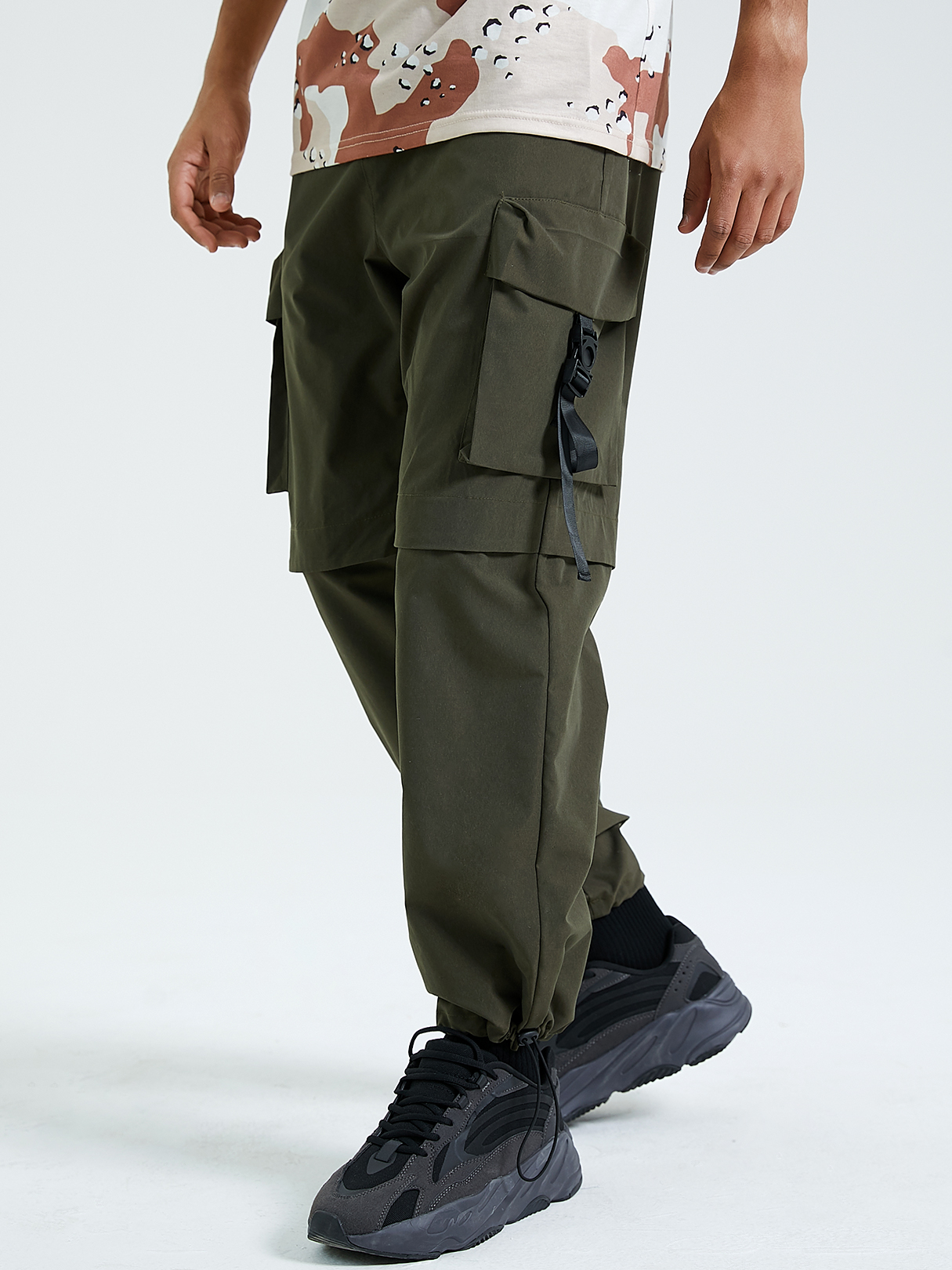 KOYYE Men Causal Plain Multi-pocket Cargo Pants