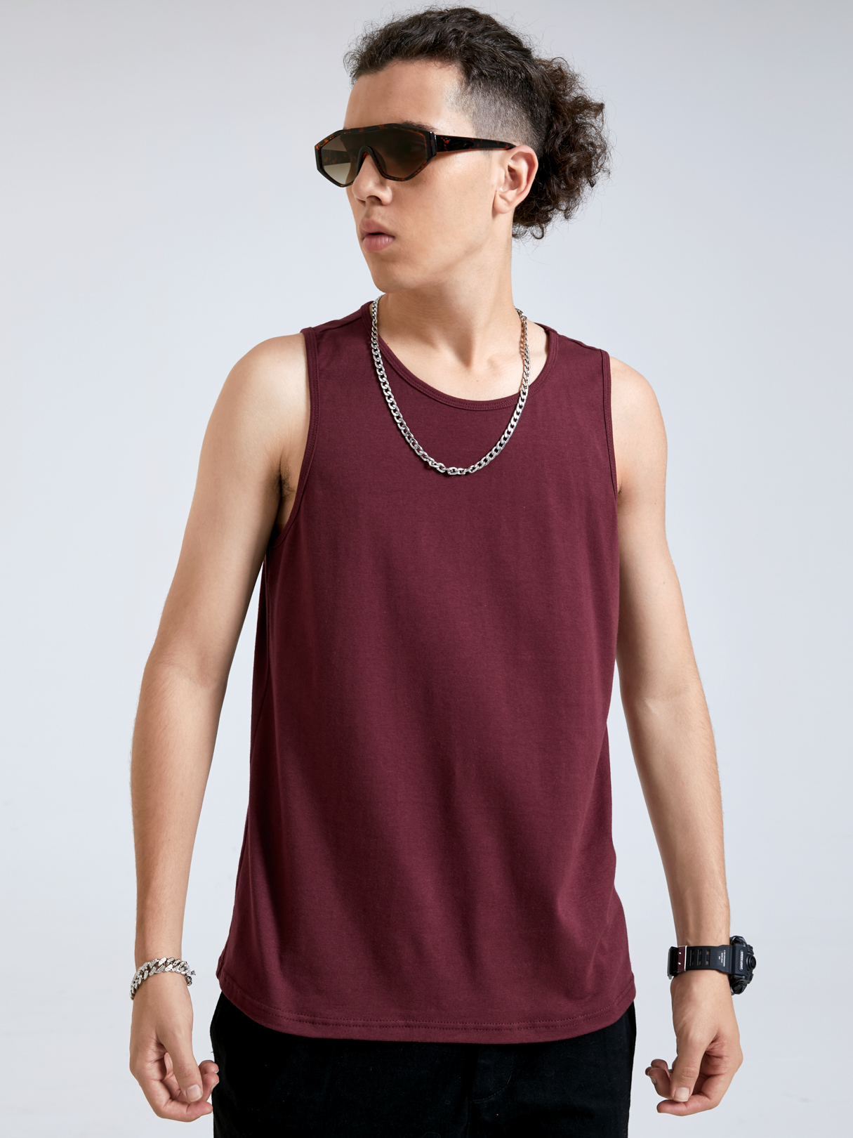 BASICS Men Plain Round Neck Tank
