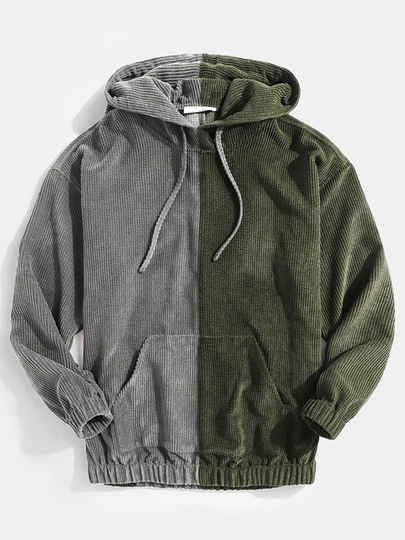 ChArmkpR Men Color BlockCasual Pocket Drawstring Hoodie