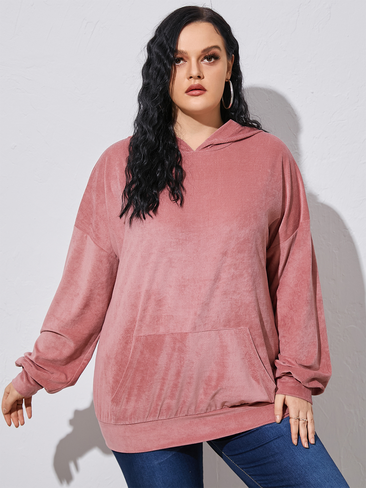 YOINS Plus Size Hooded Design Pocket Long Sleeves Sweatshirt