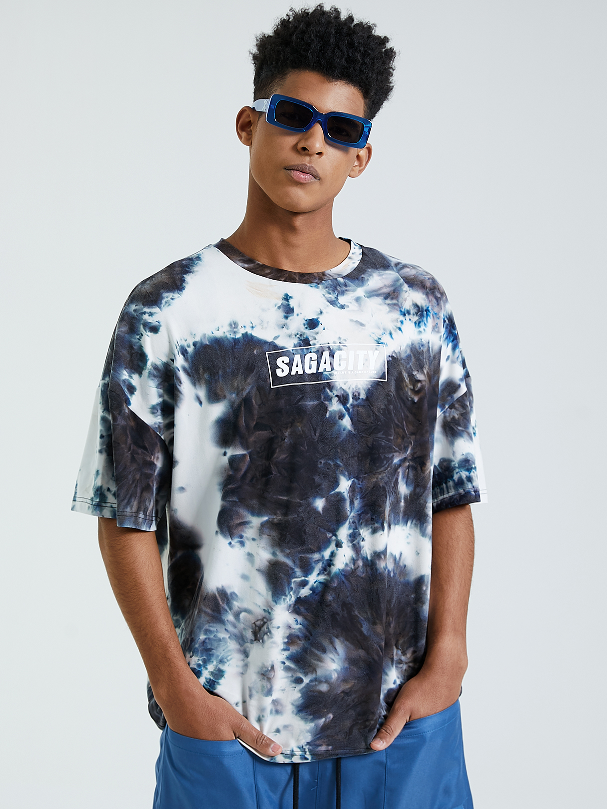 KOYYE Men Causal Tie Dye Letter Fashion Street Style T-Shirt