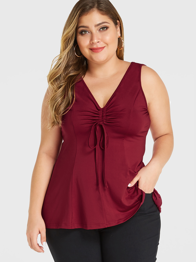 YOINS Plus Size Drawstring Sleeveless Top