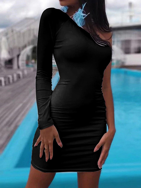 Sexy One Shoulder Long Sleeves Dress