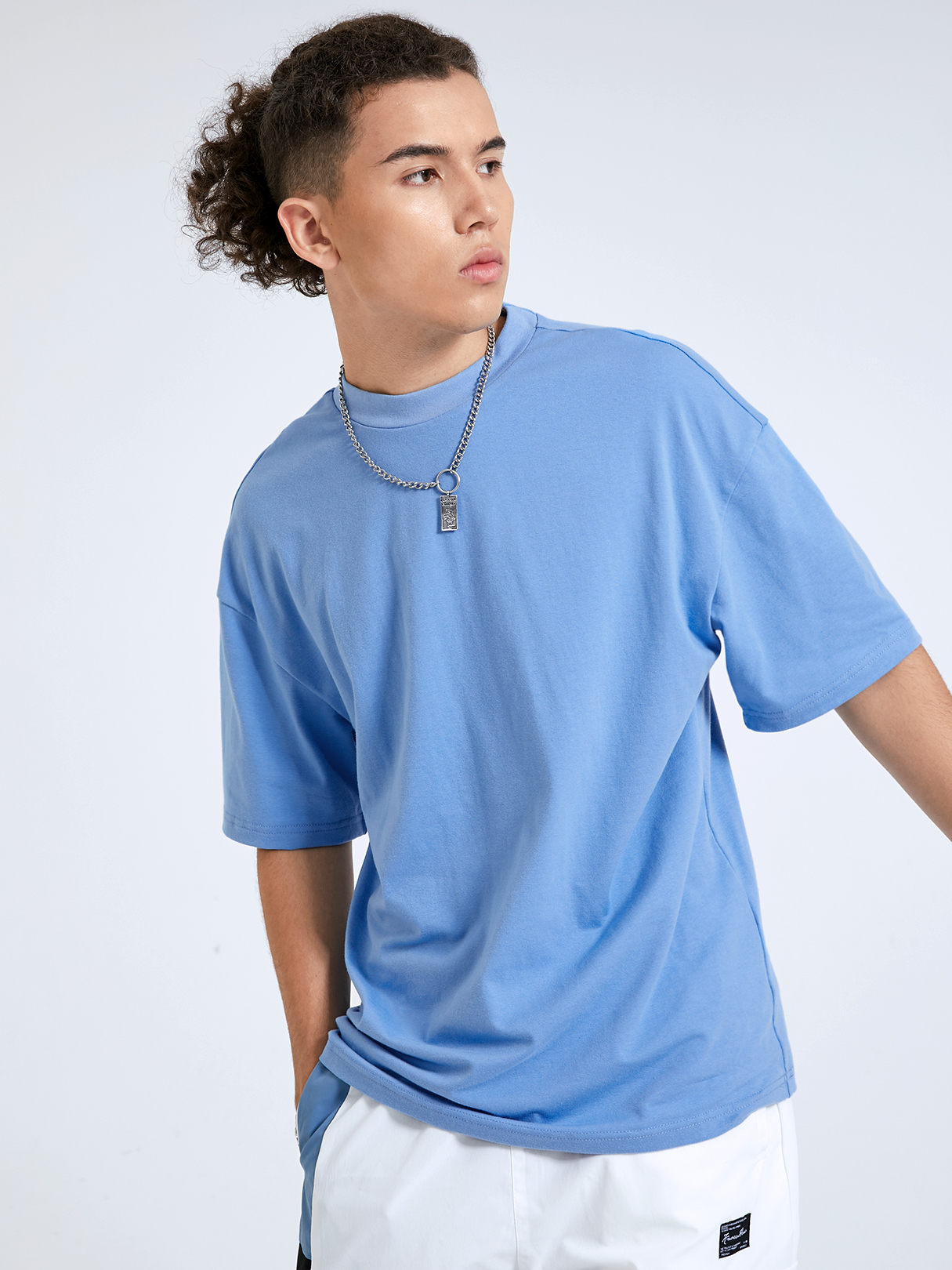 BASICS Men Drop Shoulder Plain T-Shirt