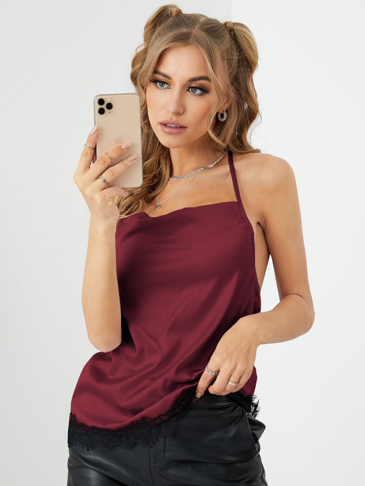 YOINS Lace Lrim Drape Sagging Sleeveless Cami