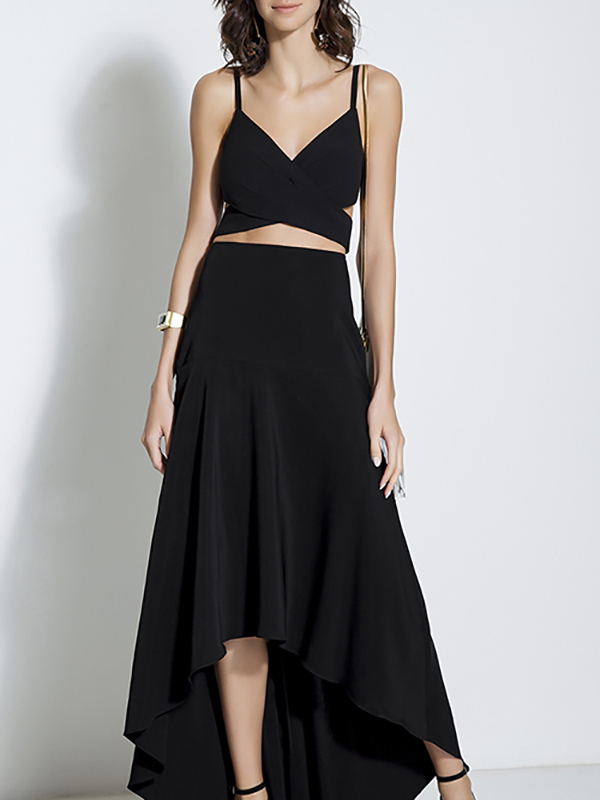 Black Cami Top & Asymmetric Skirt