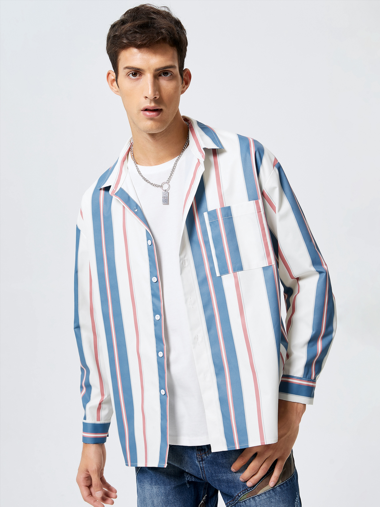 Men Muticolor Striped Print Shirt