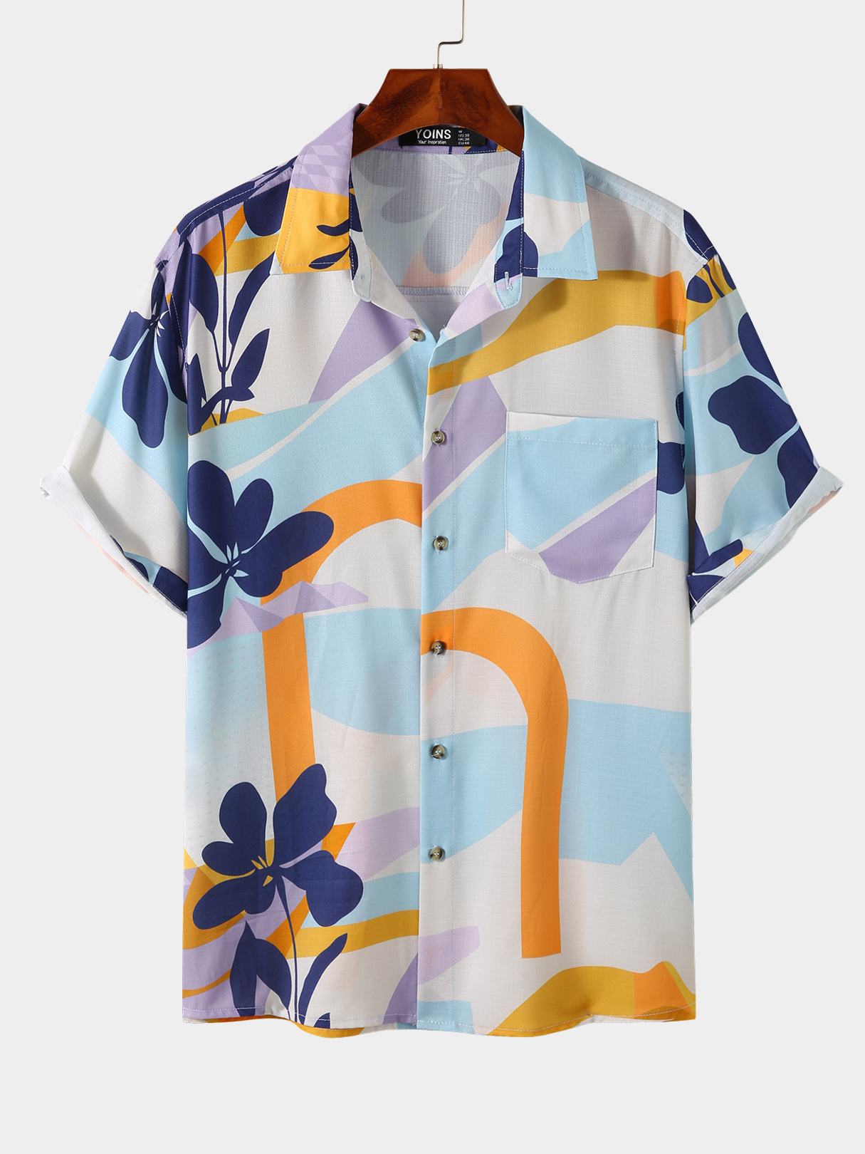 Men Tropical And Geometric Print Casual Shirts