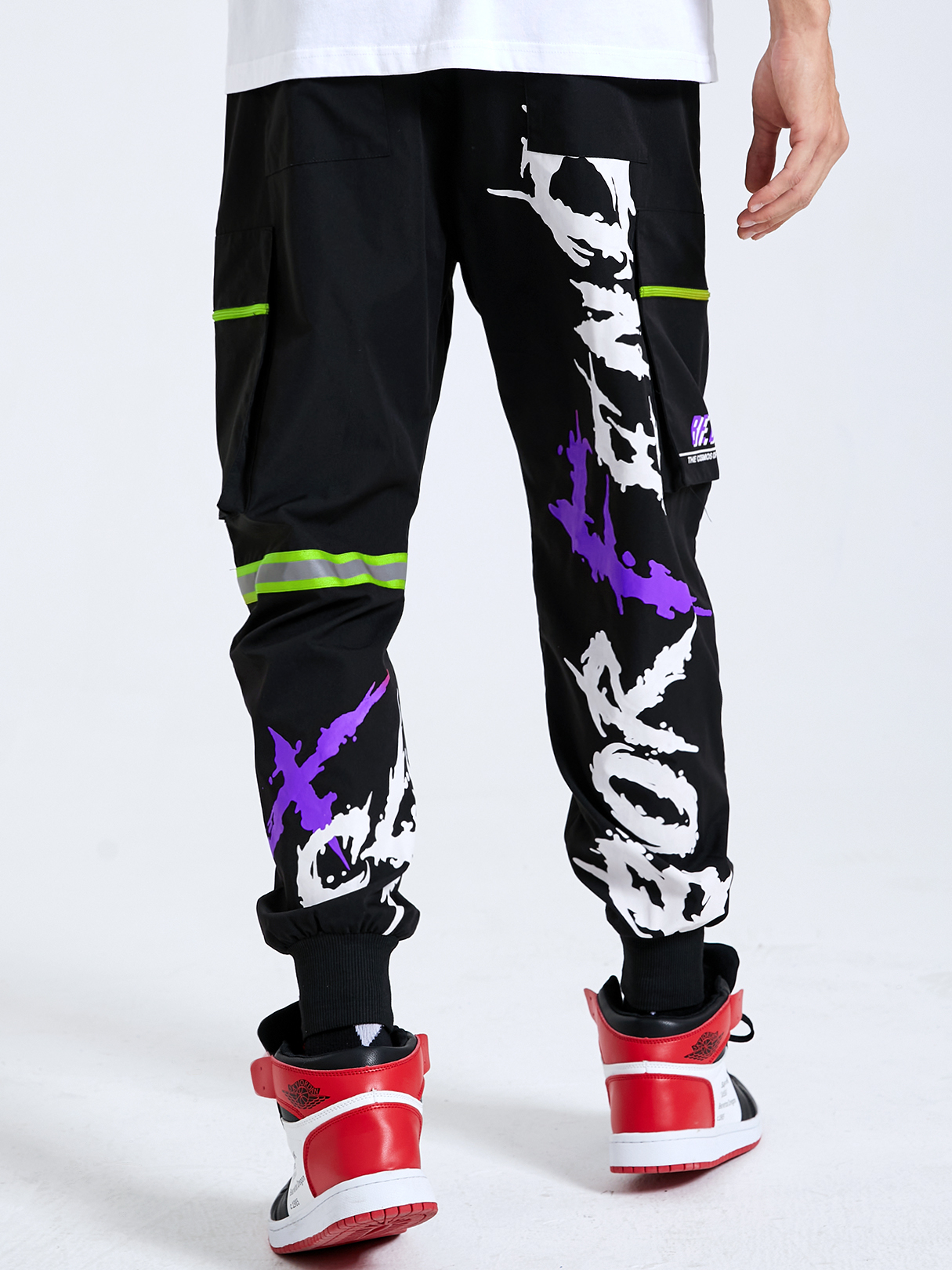 Men Hip Hop Style Letter Print Drawstring Cargo Pants