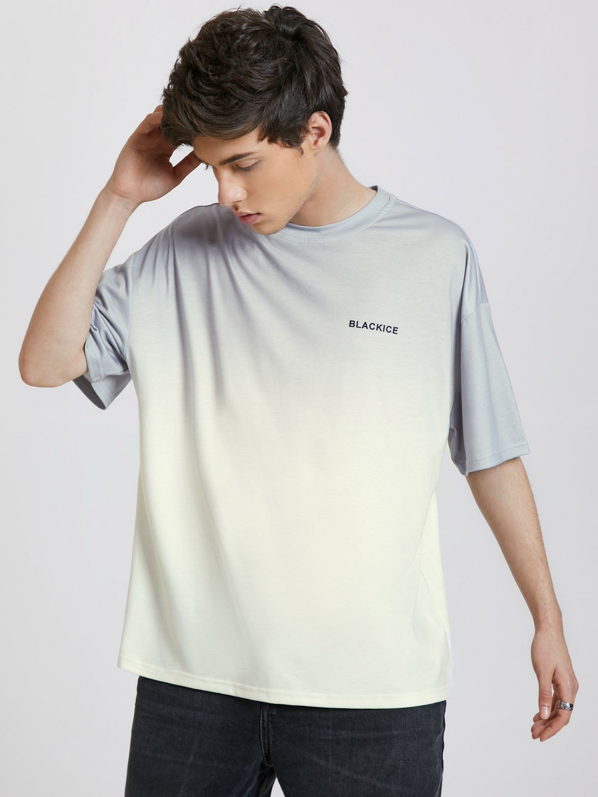 KOYYE Men Casual Gradient Letter Print T-Shirt