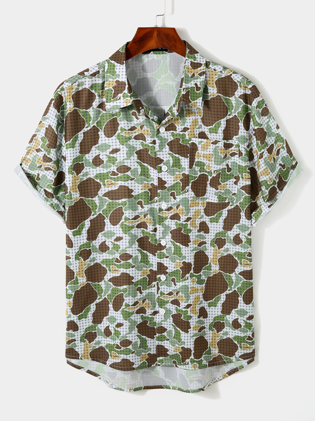 Men Camo Print Pocket Casual Shirt