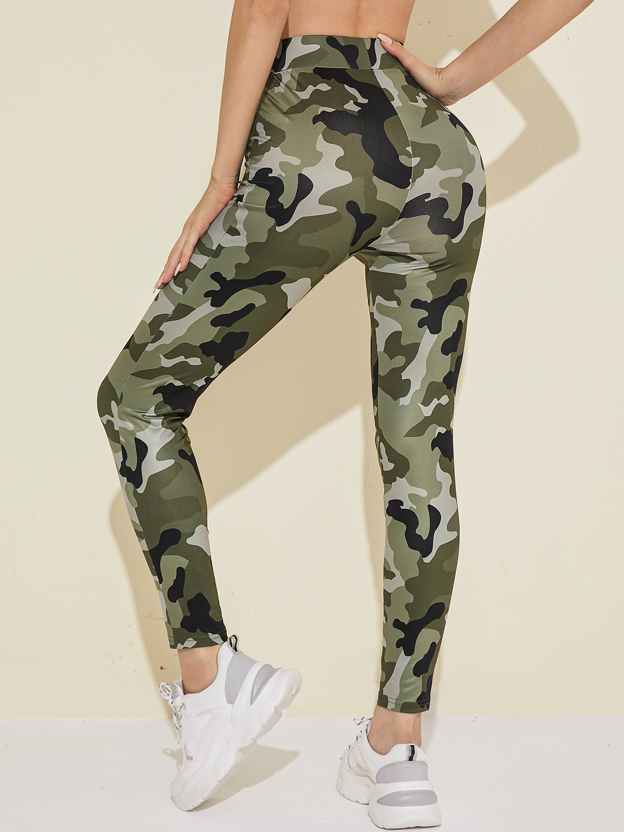 YOINS Army Green Camo High Waist Leggings