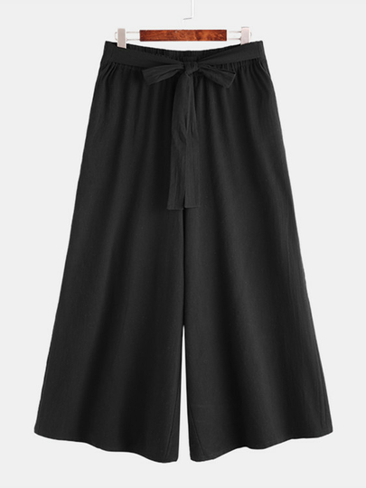 INCERUN Men Japanese Style Knotted Loose Wide Leg Casual Pants