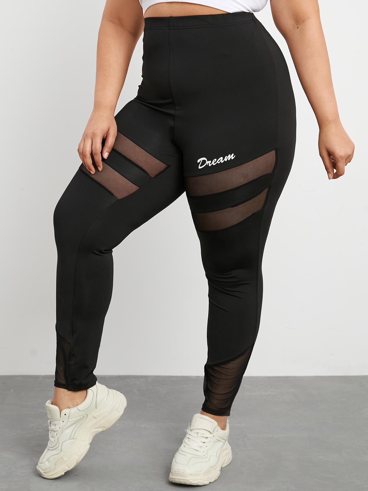YOINS Plus Size Letter Patchwork Yoga Leggings