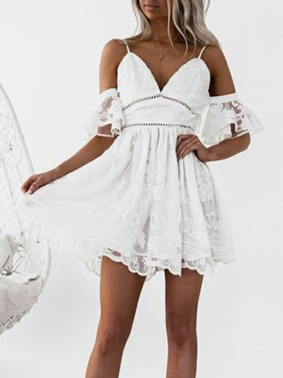 Yoins Backless Design Deep V Neck Short Sleeves Dress