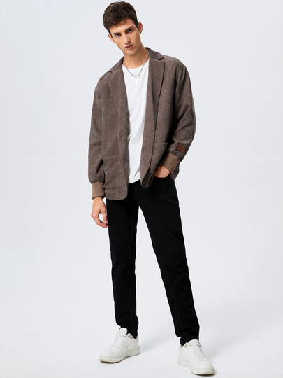 Men Plain Corduroy Pocket Blazer Jacket