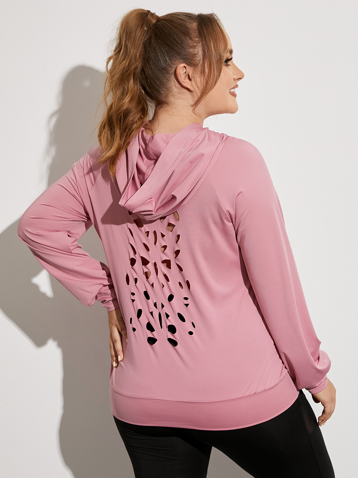 YOINS Plus Size Hooded Hollow Design Long Sleeves Sweatshirt