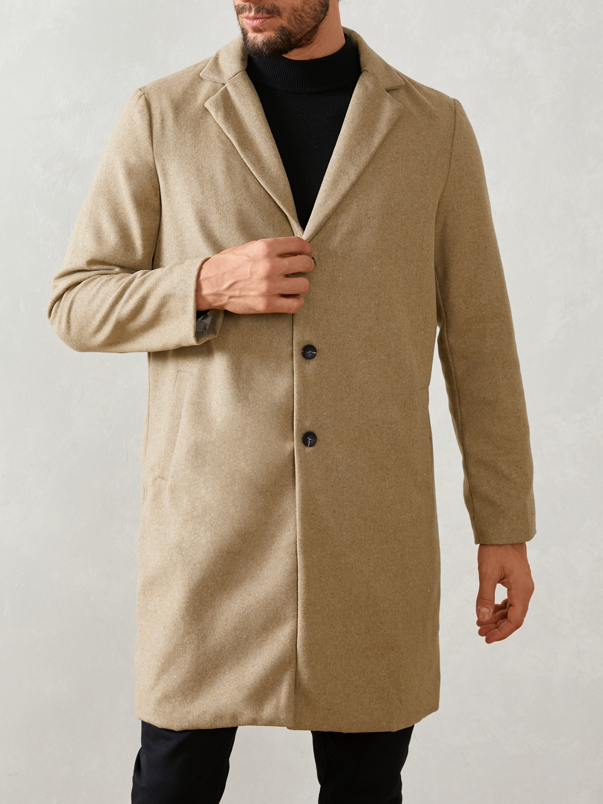 INCERUN Men British Style Fashion Winter Solid Color Long Sleeve Coat
