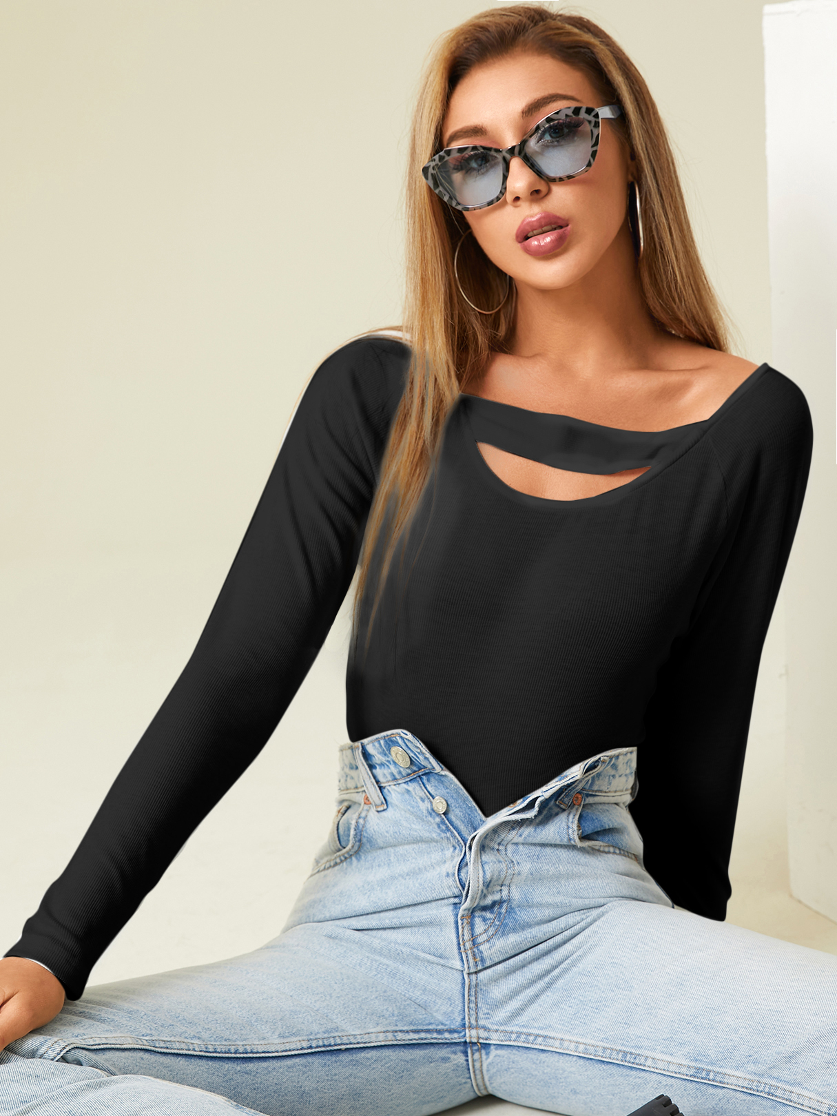 YOINS BASICS Cut out Long sleeves T-shirt