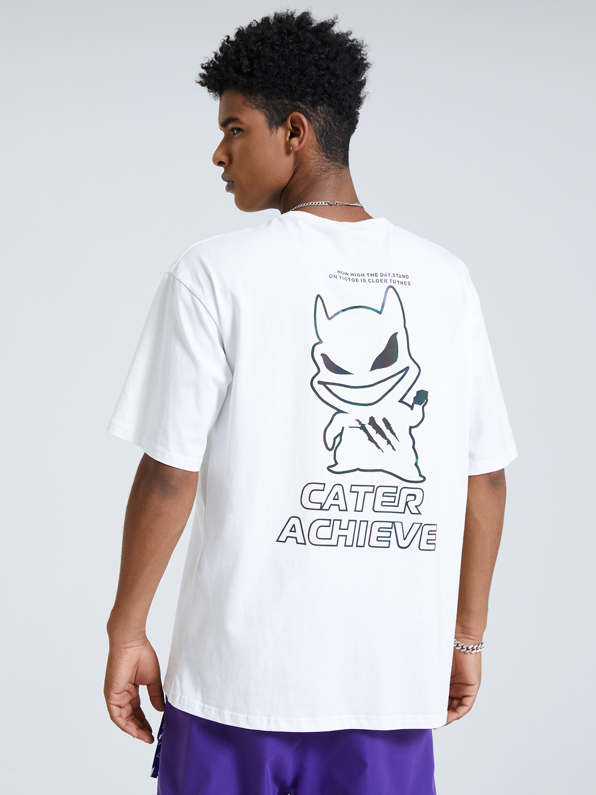 Men Cartoon Little Devil Printed T-shirt