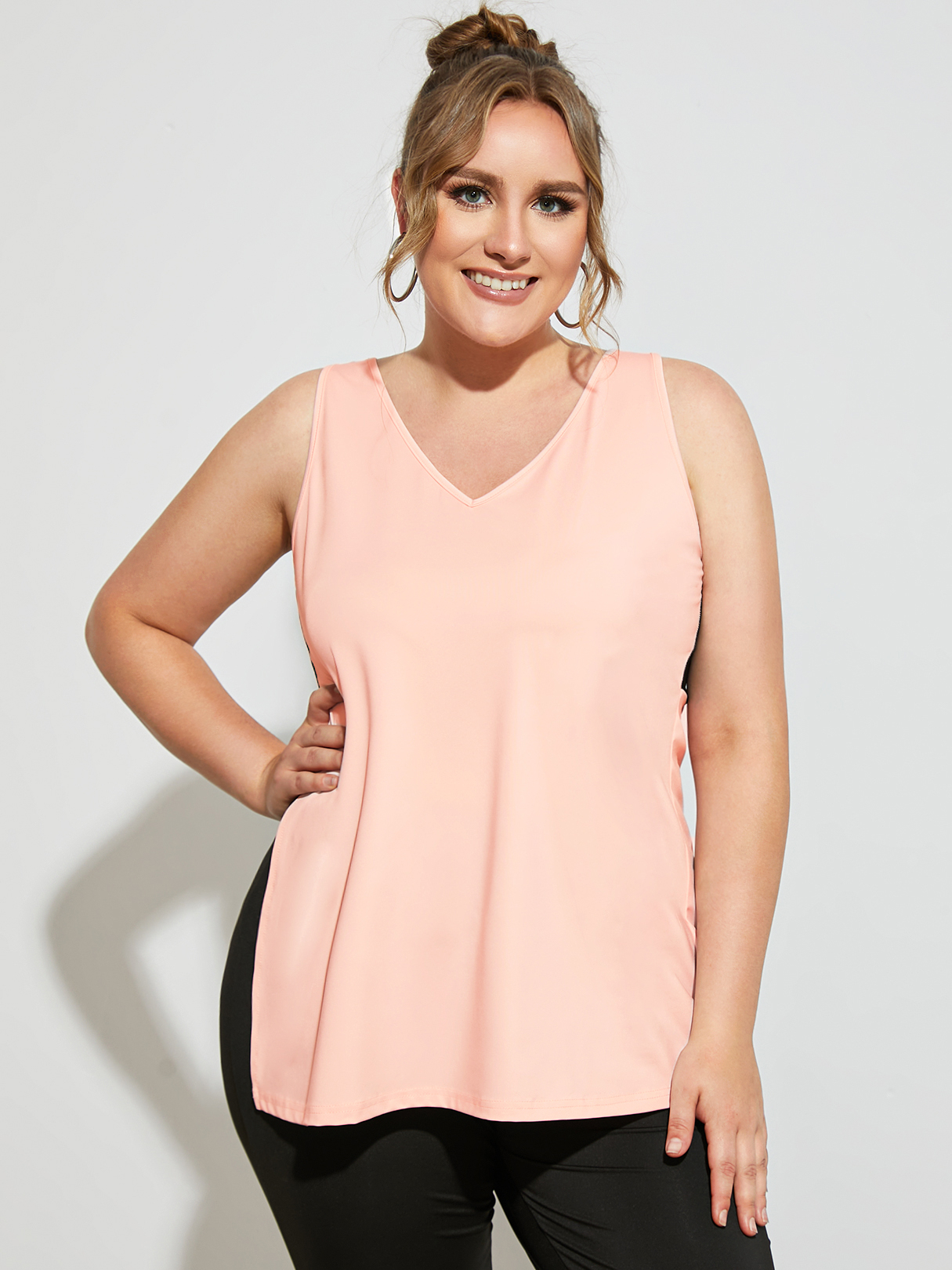 YOINS BASICS Plus Size V-neck Mesh Sleeveless Tank