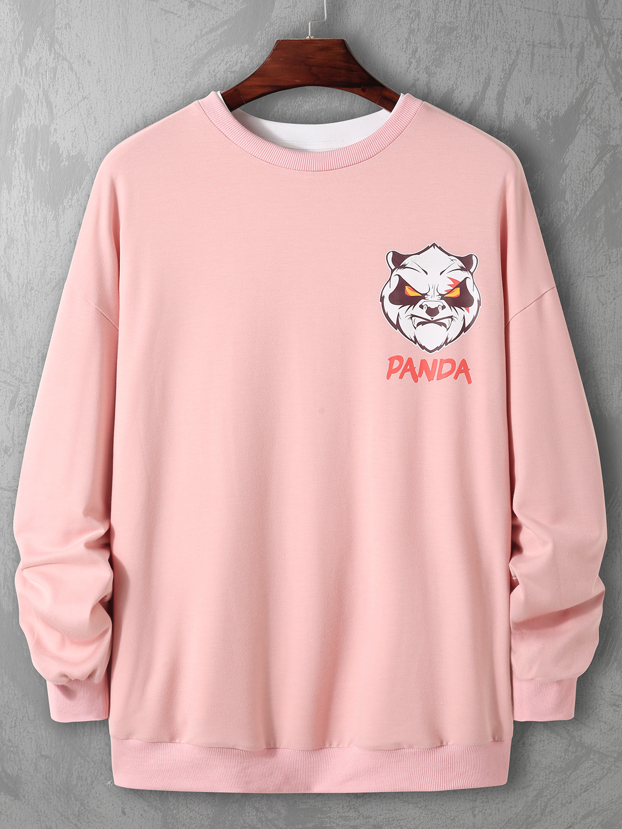 KOYYE Men Fashion Cartoon Panda Print Casual Sweatshirt