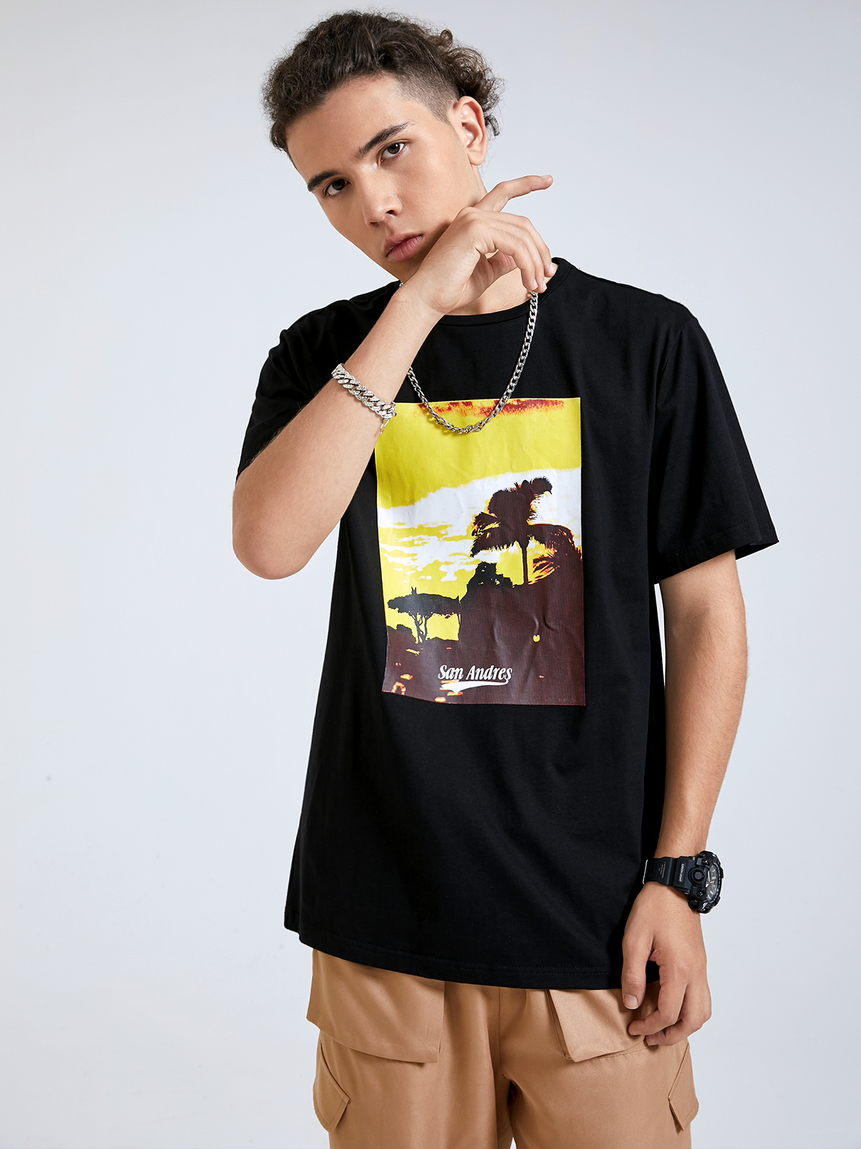 Men Landscape Print Casual T-shirt