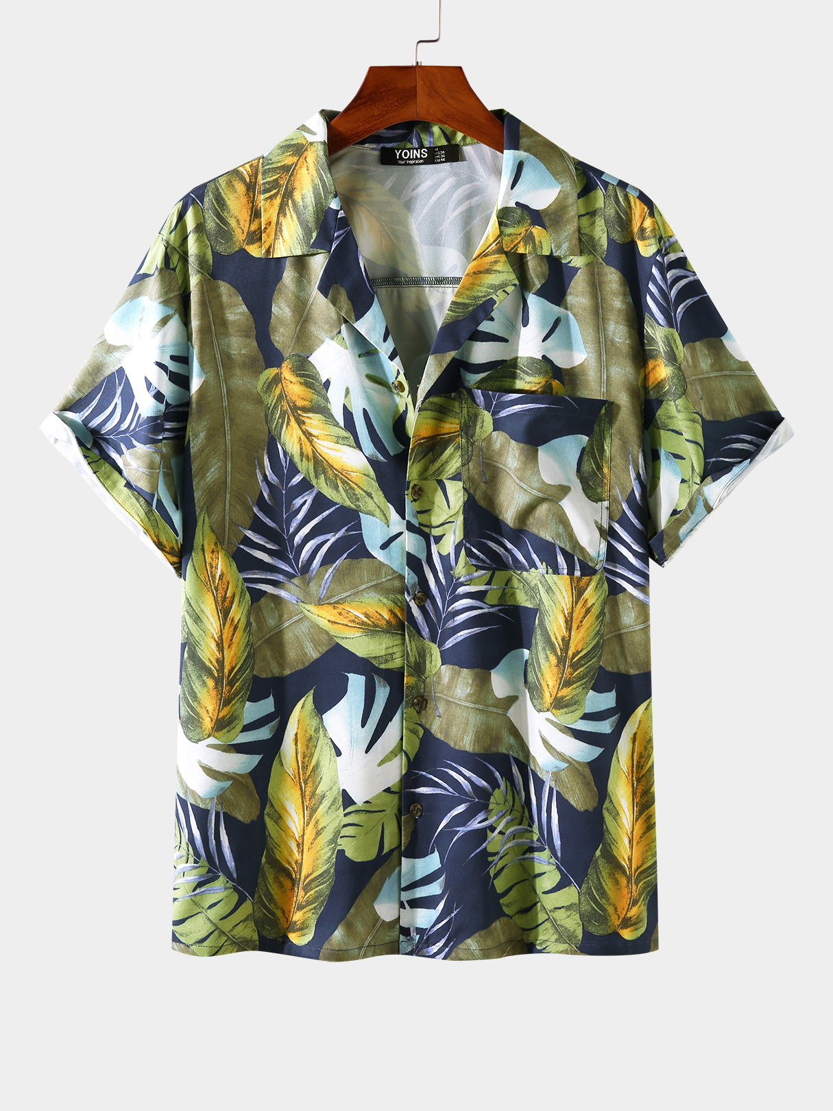 Men Casual Tropical Leaves Print Shirt