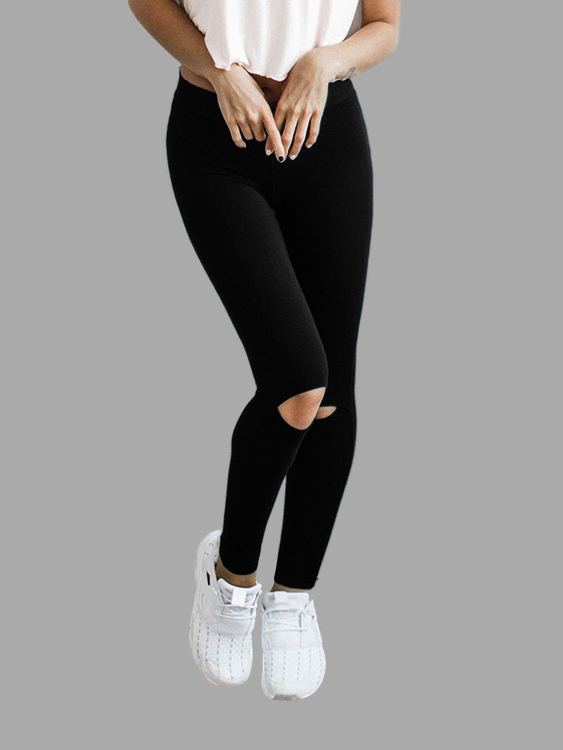 Black Fashion Cut Out Yoga Leggings