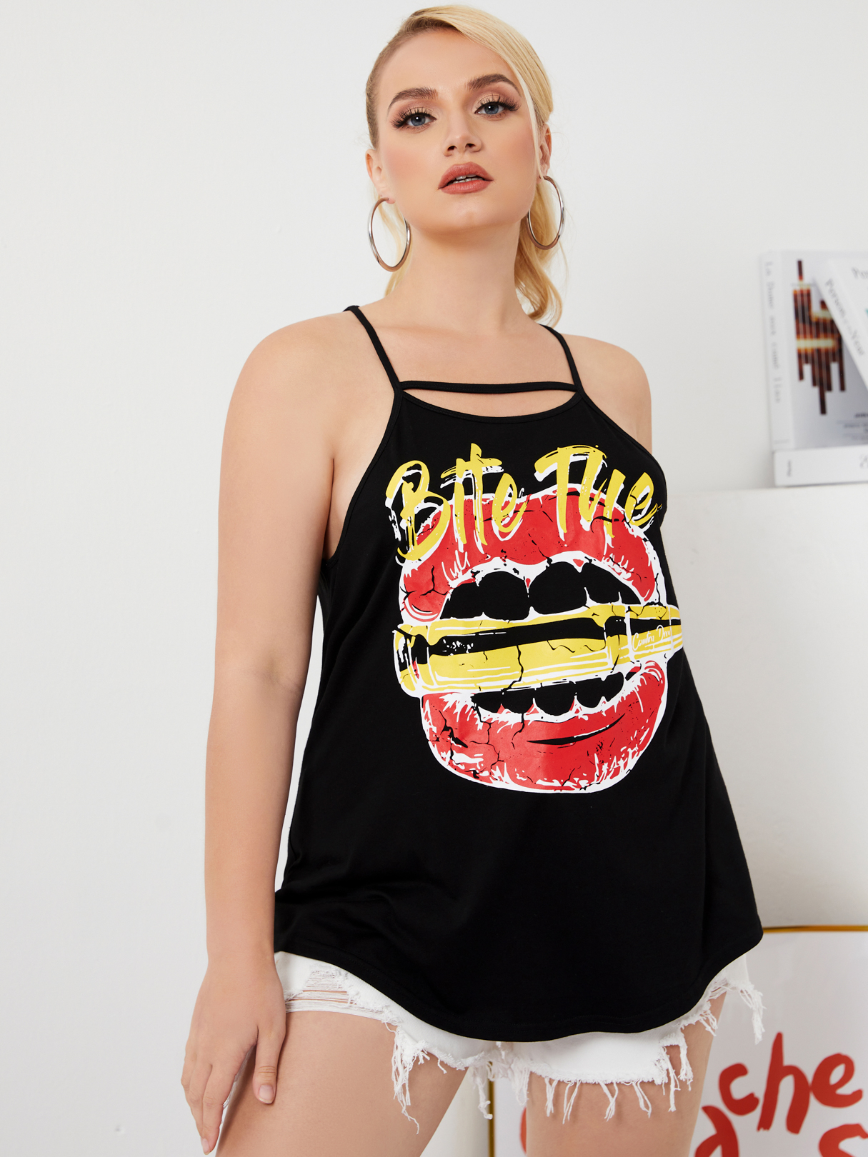 YOINS Plus Size Spaghetti Graphic Sleeveless Cami