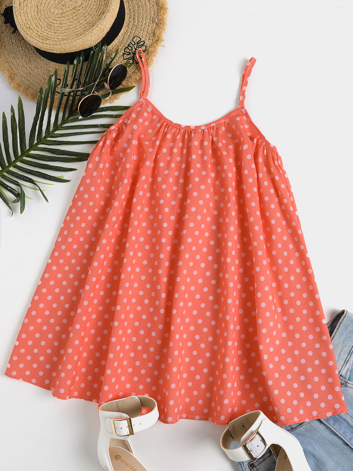 Polka Dot Adjustable Shoulder Straps Sleeveless Cami