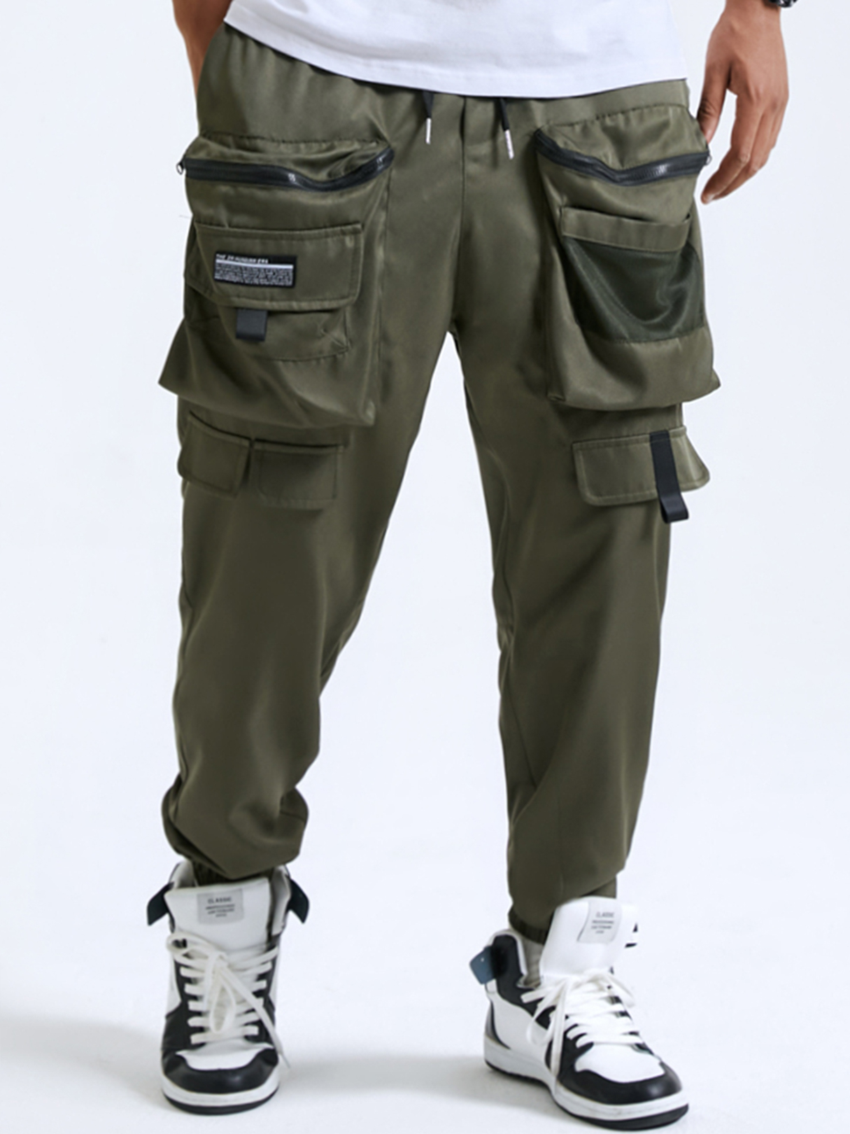 Men Fashion Hip Hop Style Zip Pockets Casual Cargo Pants
