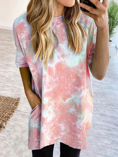 Tie Dye Short Sleeves Dress