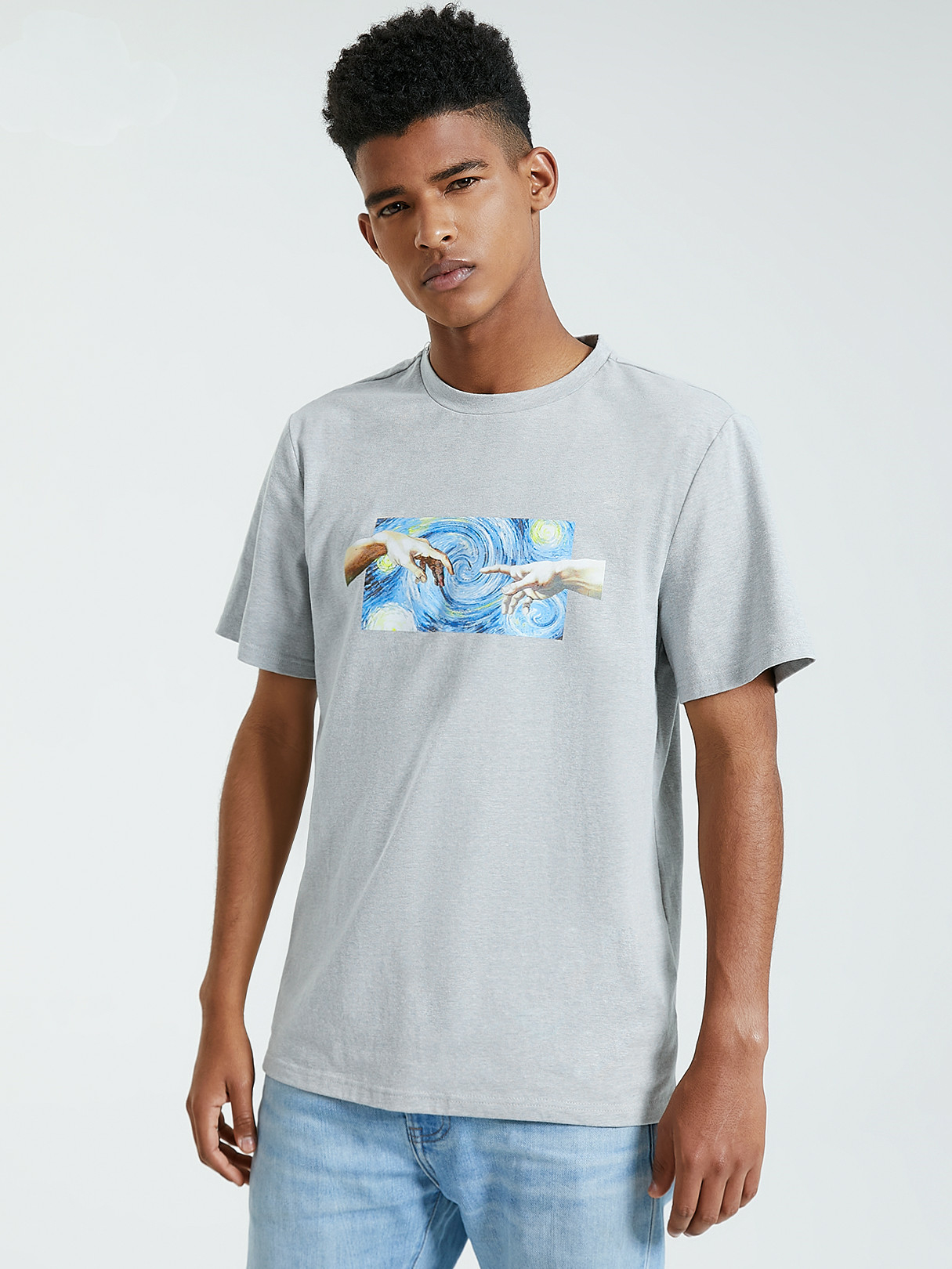 KOYYE Men Casual Hands Graphic Print T-Shirt