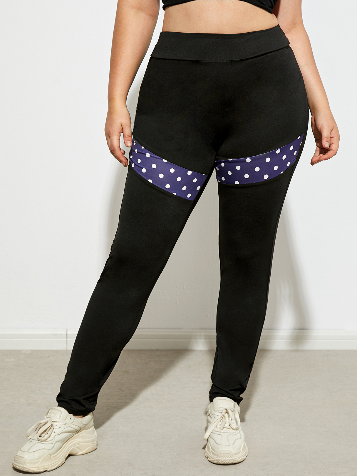 YOINS Plus Size Polka Dot Patchwork Yoga Leggings