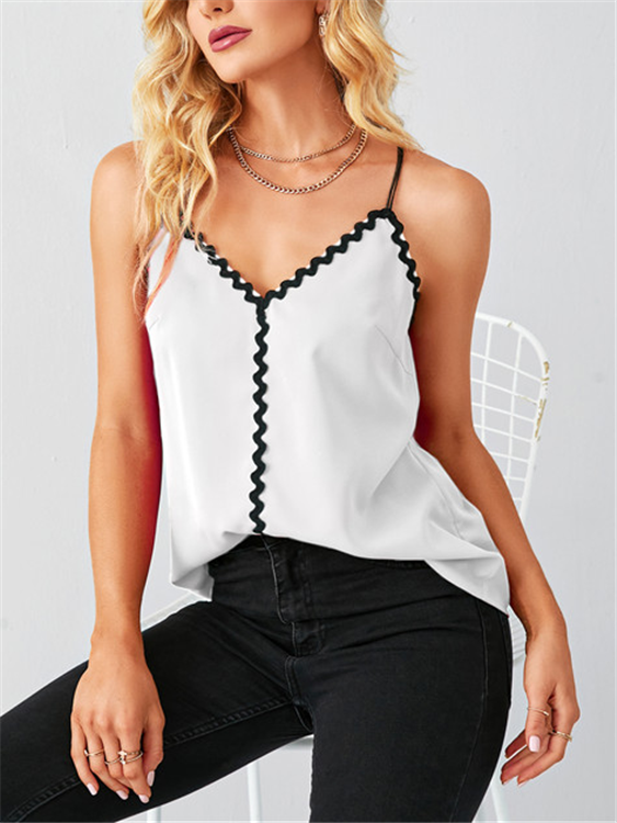 YOINS Wave Striped Patchwork V-neck Sleeveless Cami