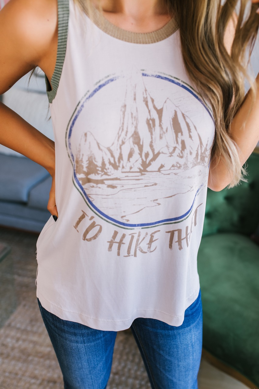 YOINS White Graphic Round Neck Sleeveless Tank Top