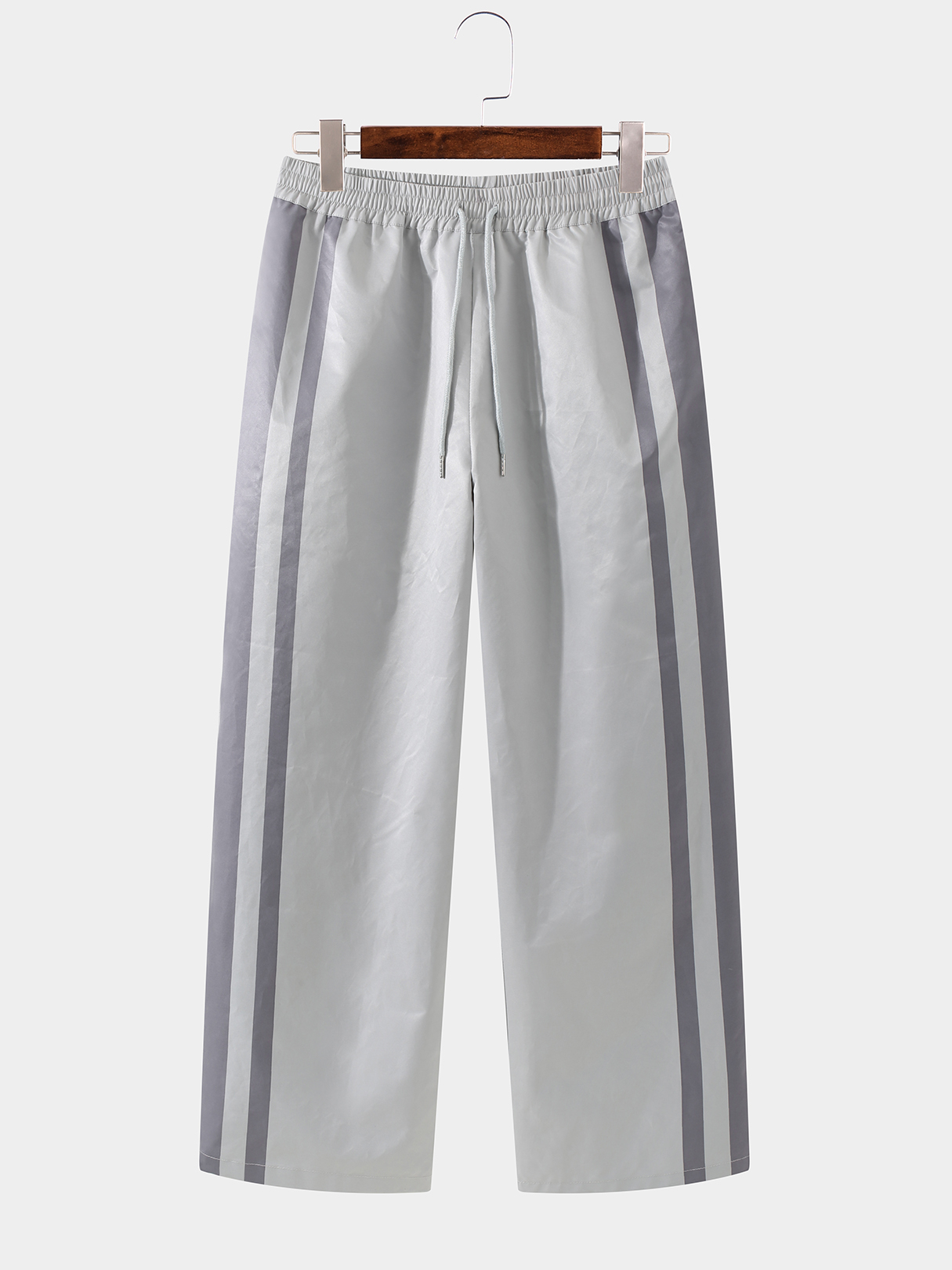Men Casual Side Striped Drawstring Elastic Waist Casual Pants