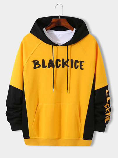 Men Graffiti Letter Print Double Sleeves Hoodie