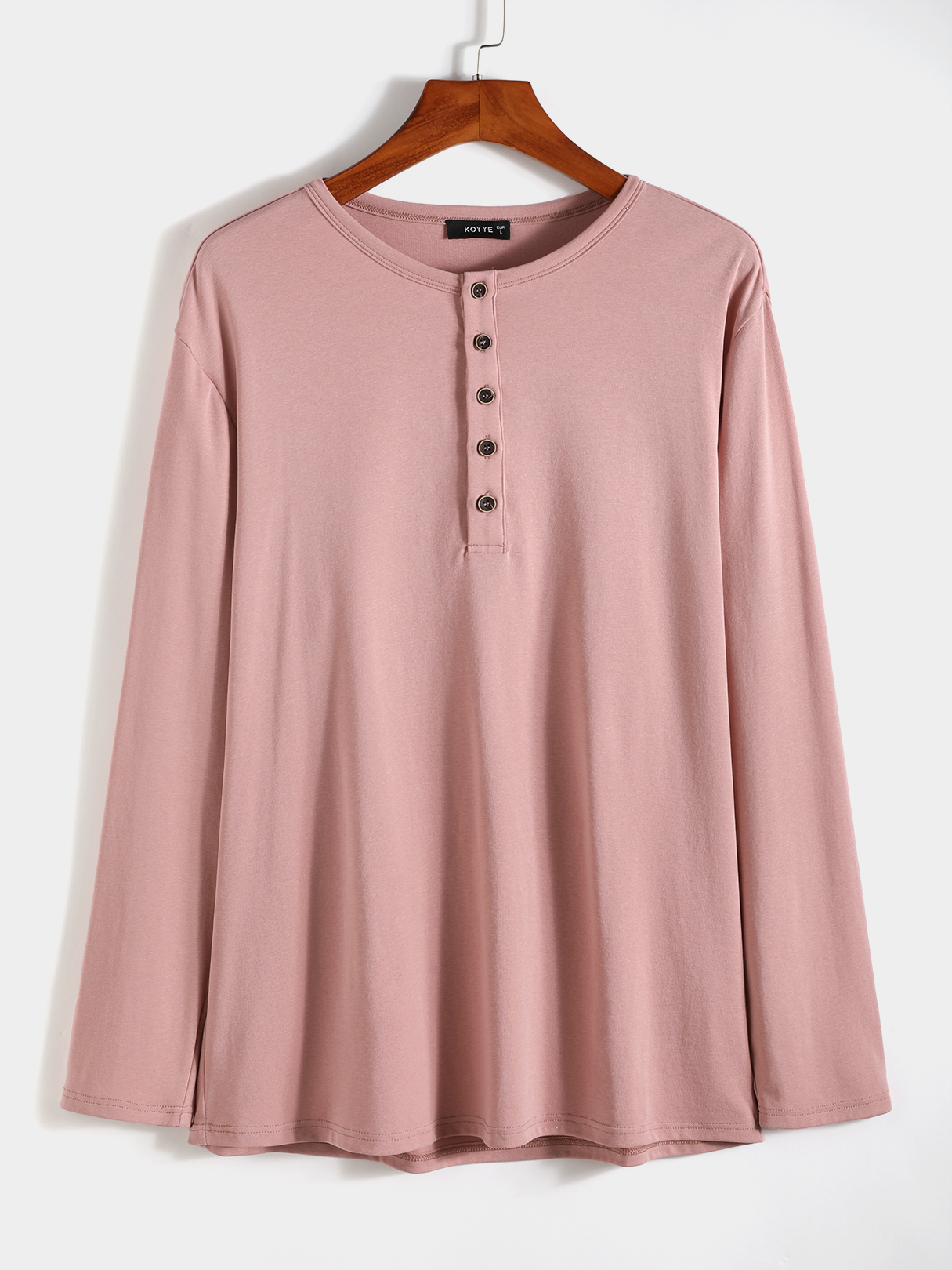KOYYE Men Casual Plain Button Front T-Shirt