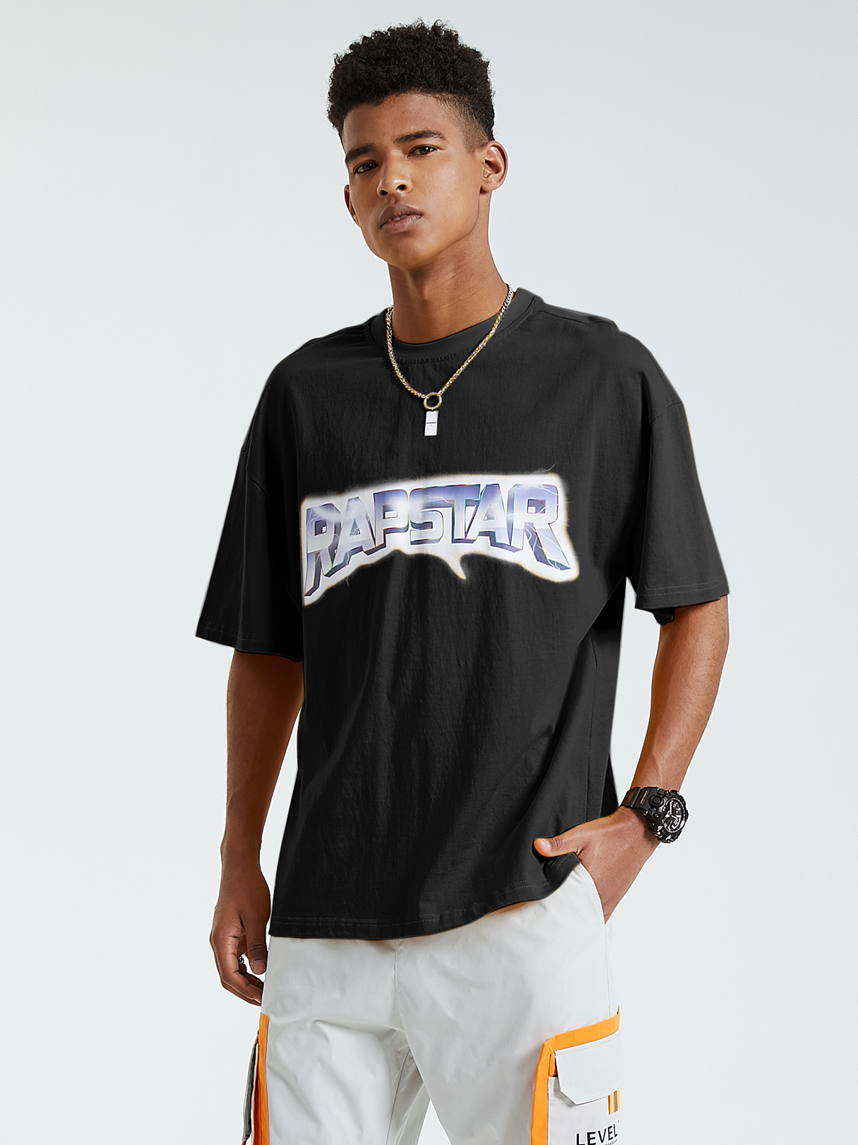 KOYYE Men 100% Cotton Casual Graphic Letter Print T-Shirt