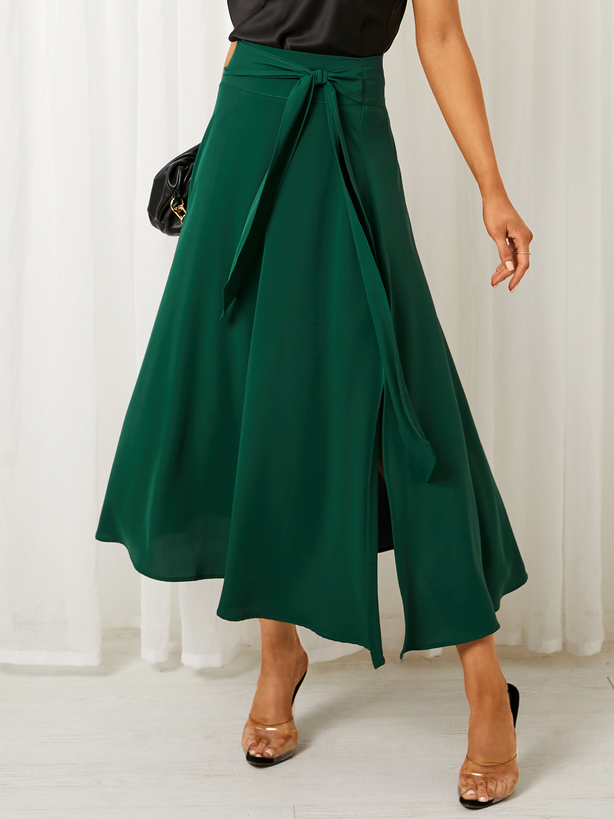 YOINS Tie-up Design Zip Back Maxi Skirt