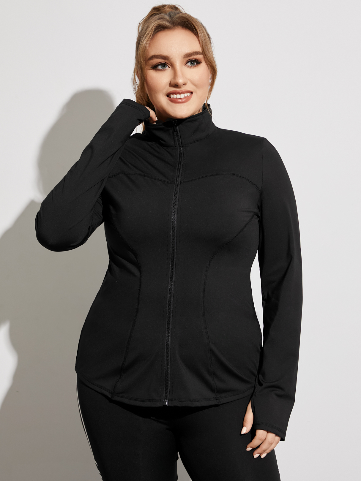 YOINS Plus Size High Neck Zip Front Long Sleeves Sweatshirt