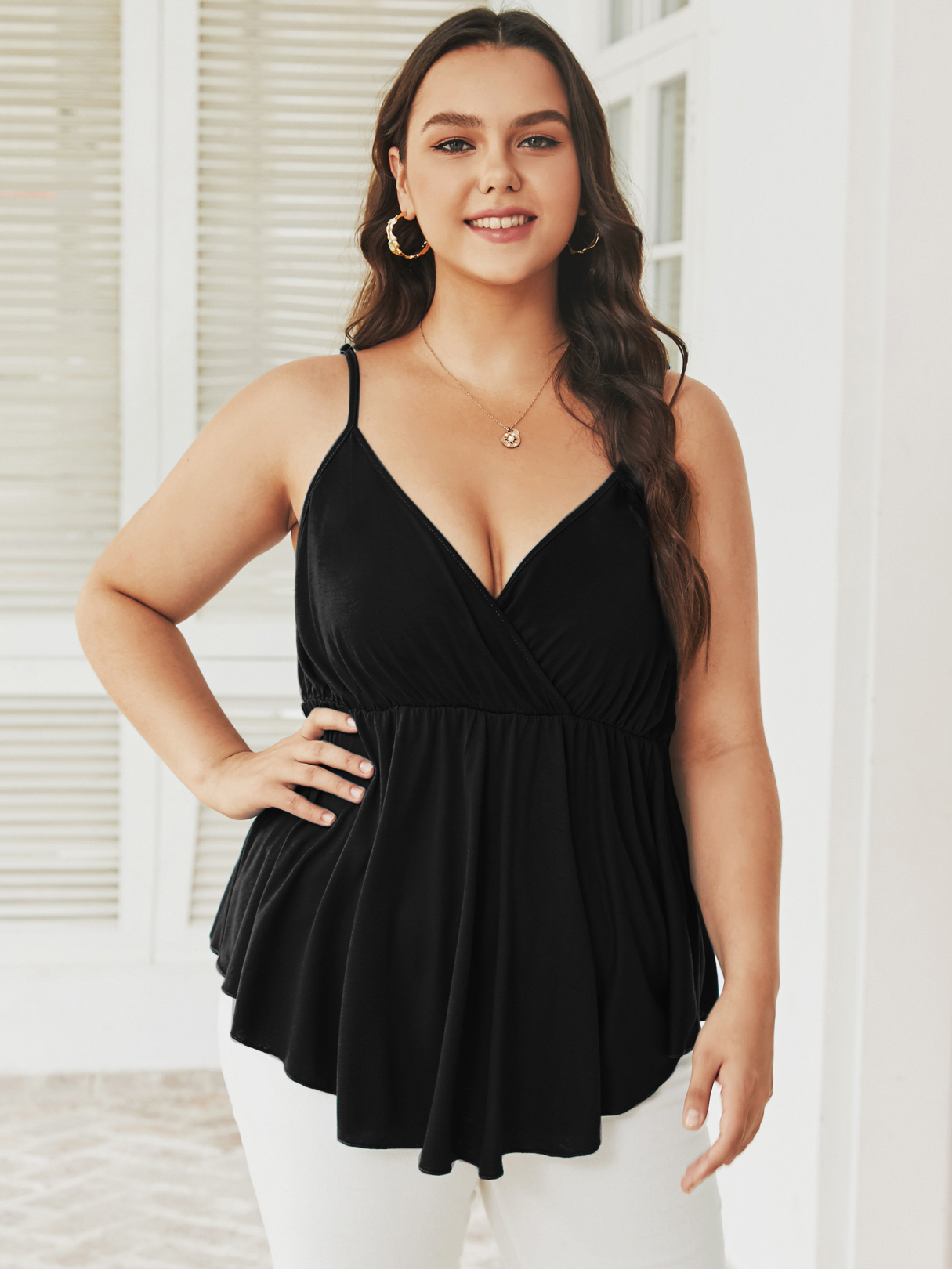 YOINS BASICS Plus Size Spaghetti Crossed Front Design Sleeveless Cami