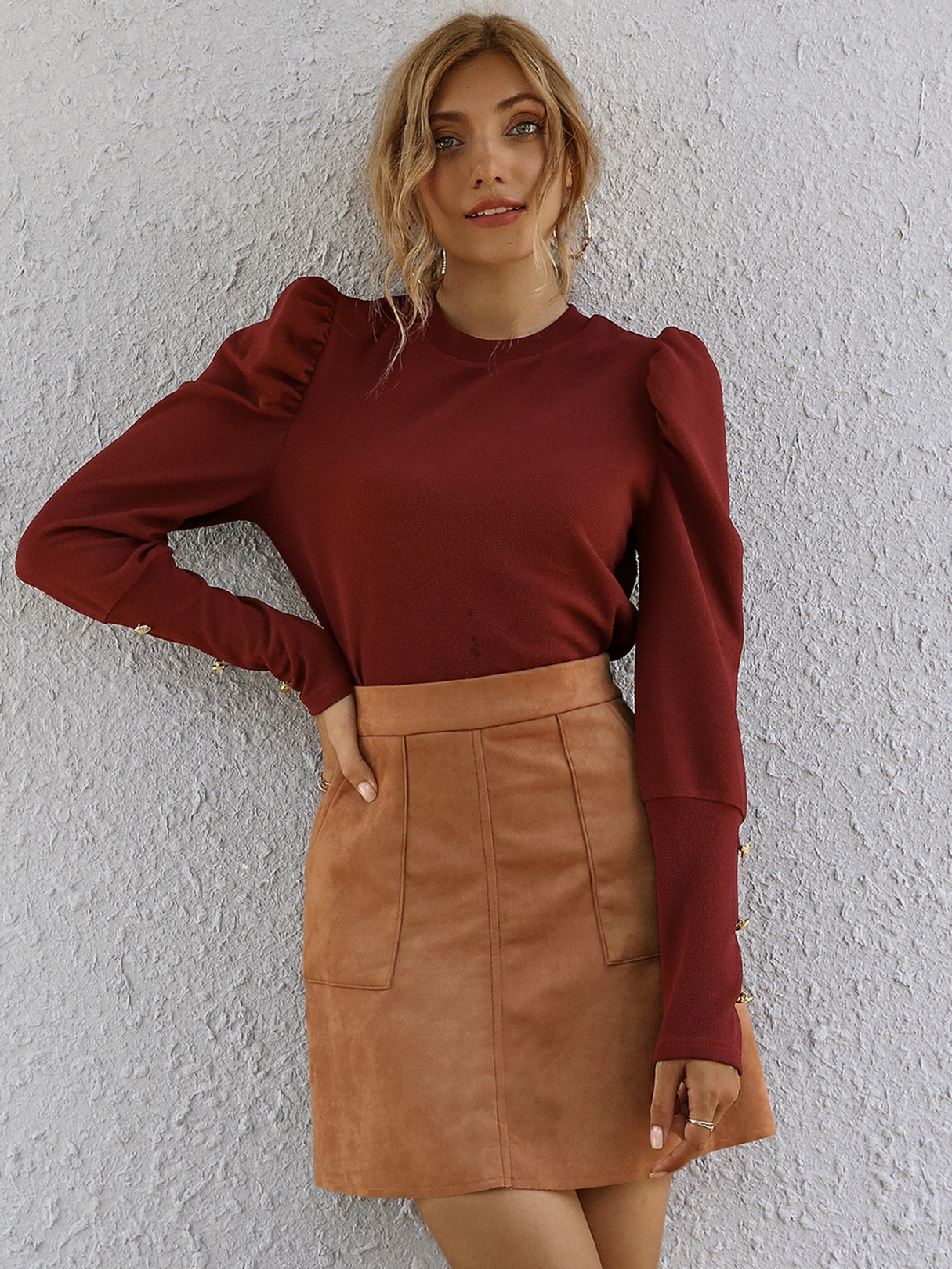 Brown Side Pocket High Waist Mini Skirt