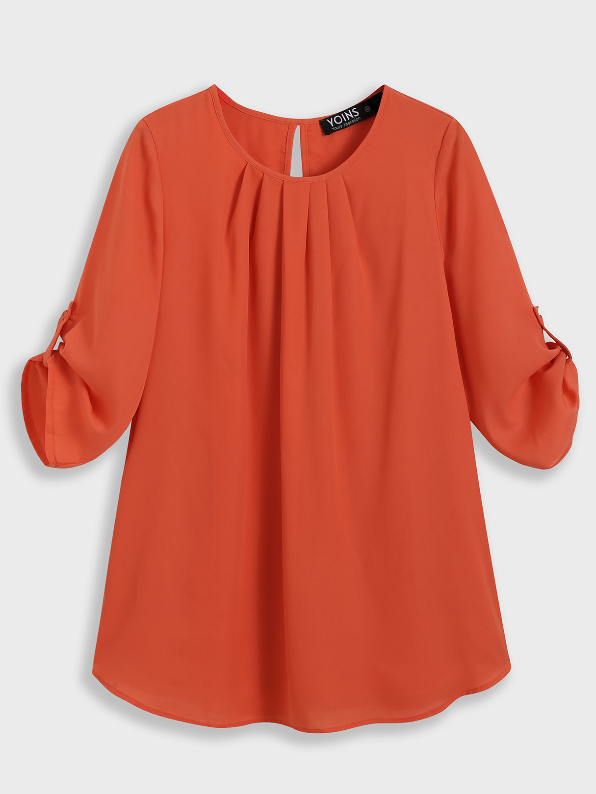 YOINS BASICS Jacinth Round Neck 3/4 Length Sleeves Chiffon Blouses